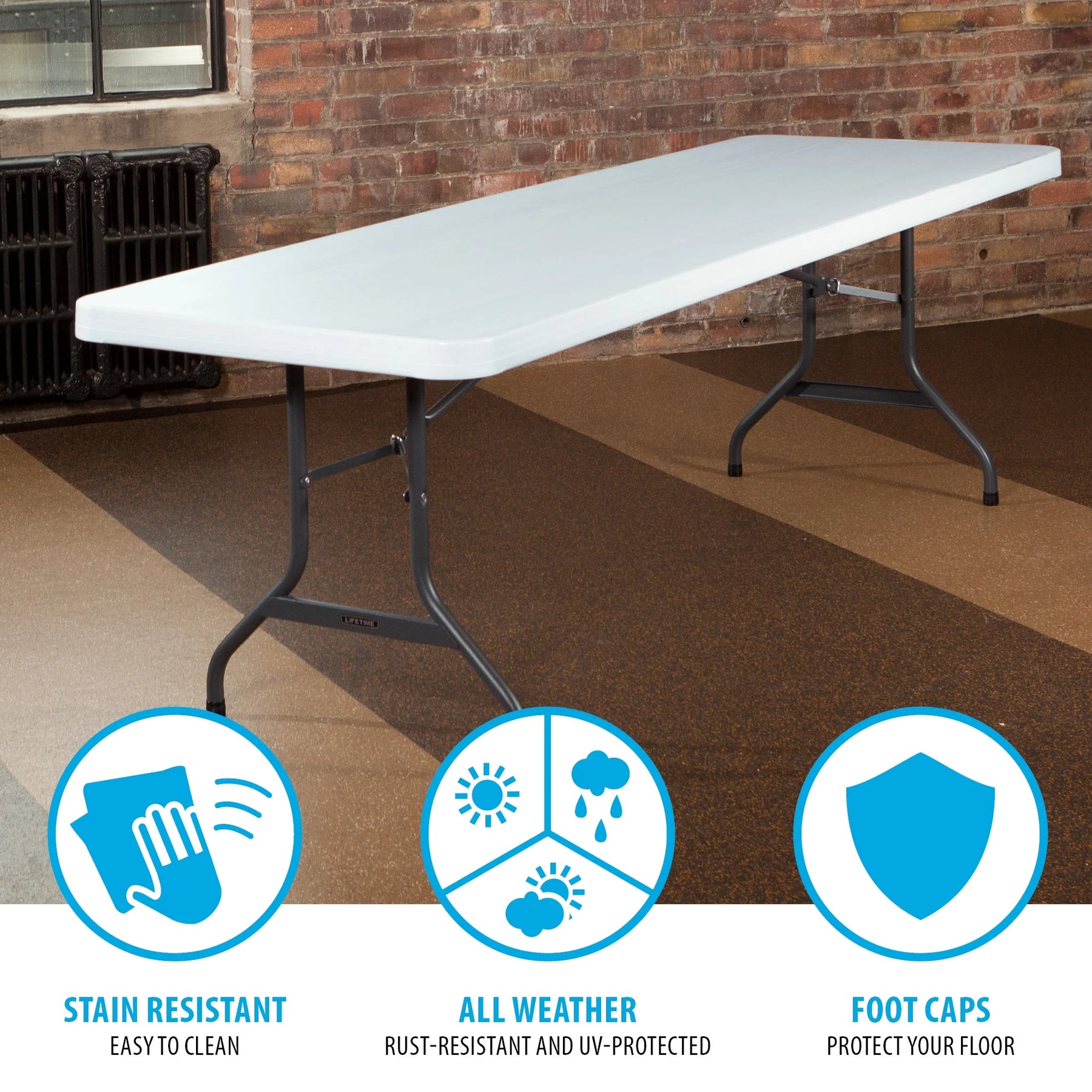 Lifetime 8 - Foot Commercial Grade Folding Table, White Granite (22980)
