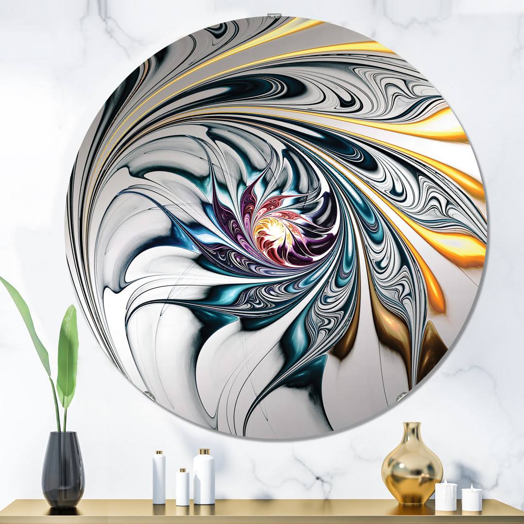 Stained Glass Floral Art Accent Wall Mirror East Urban Home Size: 23.6" H x 23.6" W
