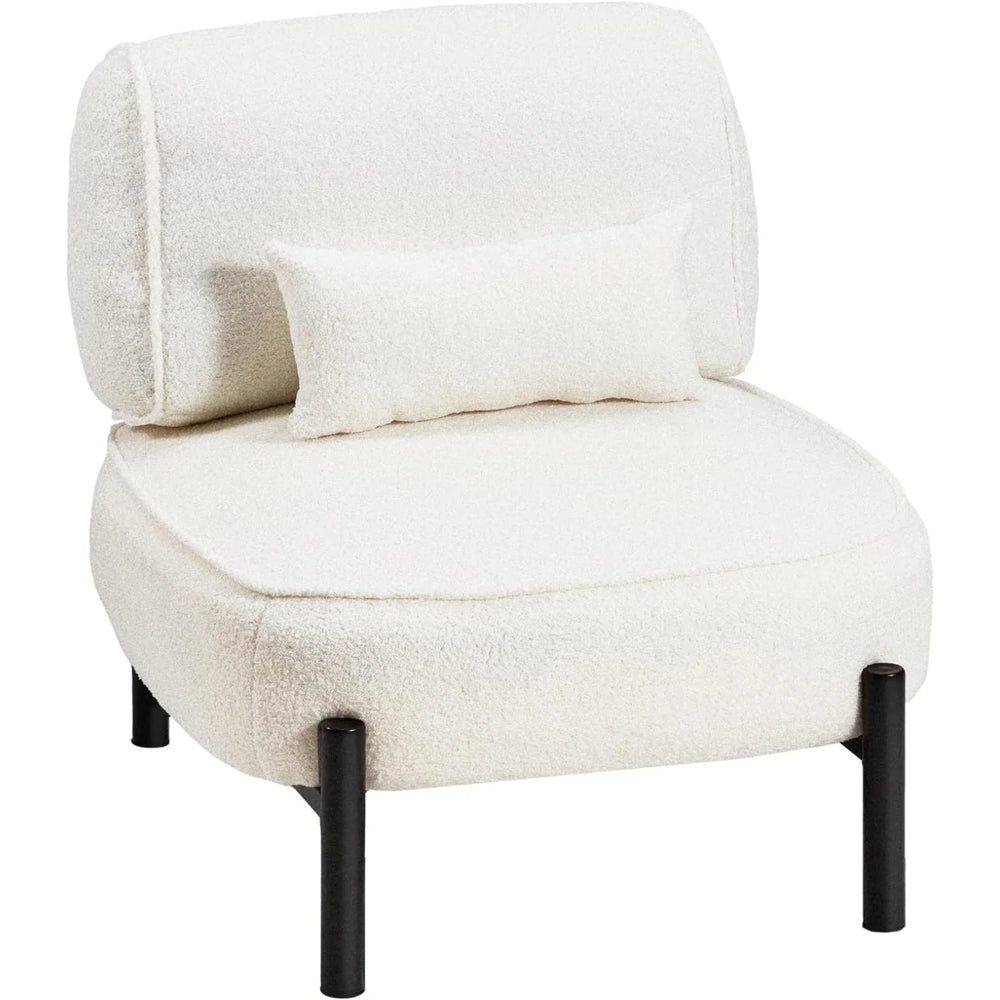 AECOJOY Mid Century Modern Accent Chair, Extra Large Teddy Upholstered Lounge Chair with Pillow